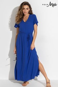 Pour Moi Blue Tie Back Jersey Maxi Dress with LENZING™ ECOVERO™ Viscose (N72133) | €56