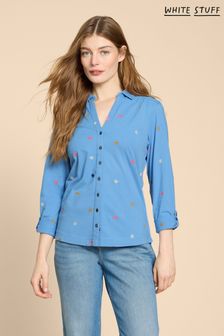 White Stuff Blue Annie Embroidered Jersey Shirt (N72366) | €69