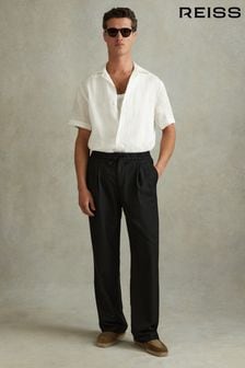 Reiss Black Arden Relaxed Twill Drawstring Trousers (N72504) | $262