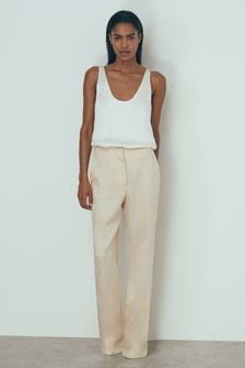 Reiss Blush Penelope Italian Textured Slim Flared Suit Trousers (N72541) | 2,486 SAR