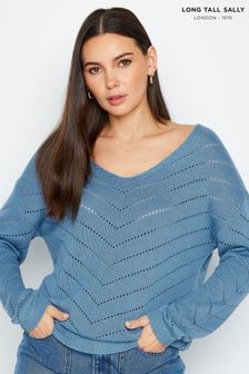 Long Tall Sally Blue Pointelle Jumper (N72590) | AED161