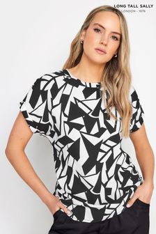 Long Tall Sally Black & White Tall Abstract Print Short Sleeve Blouse (N72601) | AED133