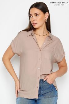 Rose blush - Chemise Long Tall Sally grande taille à manches courtes (N72603) | €28