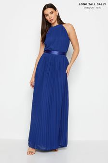 Long Tall Sally Blue Tall Halterneck Pleated Maxi Dress (N72609) | 371 QAR