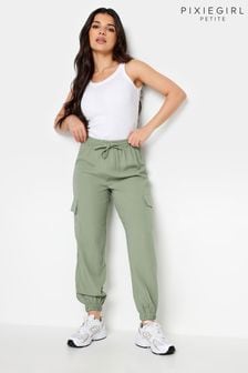 Sage Green - Pixiegirl Petite Cuffed Cargo Trousers (N72718) | kr570