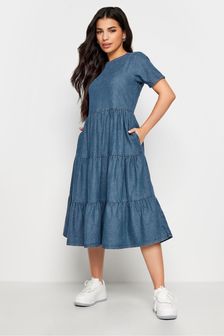 PixieGirl Petite Blue Denim Tiered Dress (N72772) | €60