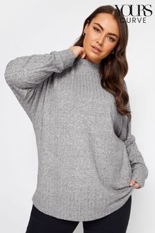 Yours Curve Grey Soft Touch Ribbed Jumper (N72815) | €33