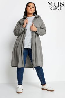 Yours Curve Grey Lightweight Longline Parka Jacket (N72841) | AED189