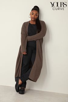 Yours Curve Brown Essential Longline Cardigan (N72846) | SGD 62