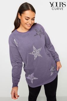 Yours Curve Purple Star Embellished Jumper (N72858) | AED189