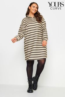 Yours Curve Natural Soft Touch Zip Neck Jumper Dress (N72866) | €49