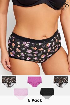 Yours Curve 5 PACK Butterfly Design High Waisted Full Briefs