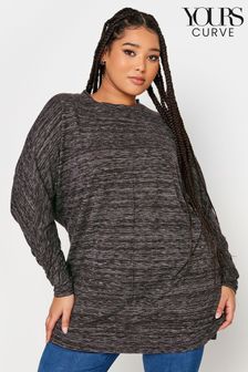 Yours Curve Grey Black Soft Touch Front Seam Detail Jumper (N72876) | SGD 56