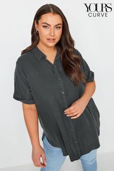 Yours Curve Black Chambray Shirt (N72936) | $74