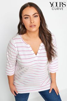 Yours Curve White & Pink Stripe Top (N72938) | kr260