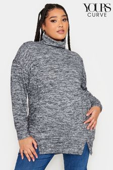 Yours Curve Grey Soft Touch Turtle Neck Sweatshirt (N72944) | €44