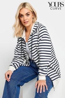 Yours Curve Blue Striped Zip Through Hoodie (N72950) | €42