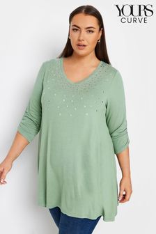 Yours Curve Green Star Embellished Swing Top (N72962) | €13