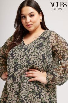 Yours London Curve Yours London Curve Green & Pink Animal Print Longline Blouse (N72966) | 200 د.إ