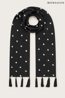 Monsoon Black Heart Embroidered Scarf (N73244) | ₪ 126