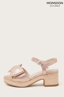 Monsoon Pink Shimmer Bow Heeled Shoes (N73313) | €44 - €47