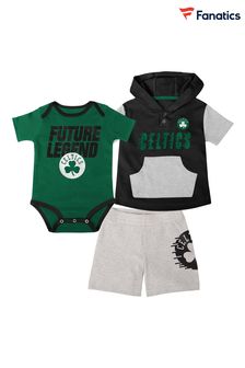 Fanatics Green NBA Boston Celtics Bank Shot Creeper Short & T-Shirt Set (N73450) | AED200