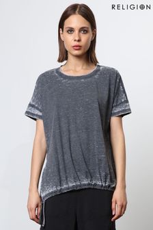 Religion Grey T-Shirt With Drawstring Detail In Textured Jersey (N73460) | €66