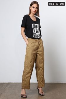 Religion Wide Lege Cargo Trousers in Soft Cotton