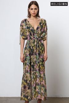 Religion Natural Maxi Dress With Tiered Skirt in Beautiful Prints (N73475) | €147