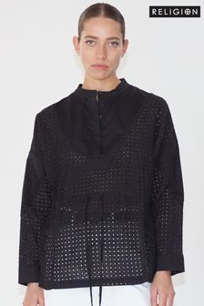 Religion Black Loose Fitting Shirt With Drawstring Waist (N73513) | ₪ 427