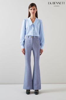 LK Bennett Blue Beecham Stripe Cotton Rich Blouse (N73581) | $307