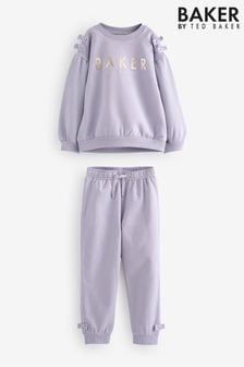 Сиренево-фиолетовый - Baker By Ted Baker 100% Cotton Bow Sweater & Joggers Set (N73624) | €44 - €56