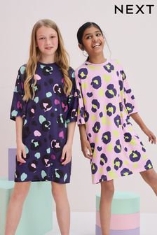 Pink/Navy Blue Animal Nighties 2 Pack (3-16yrs) (N73675) | KRW36,300 - KRW51,200