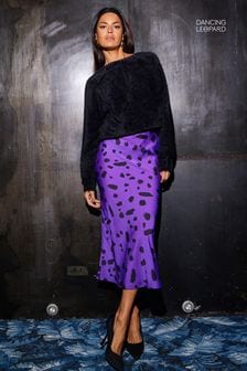 紫色 - 跳舞豹Renzo緞面中長裙 (N73715) | NT$1,870