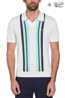 Original Penguin Textured Vertical Stripe Short Sleeve Polo Shirt