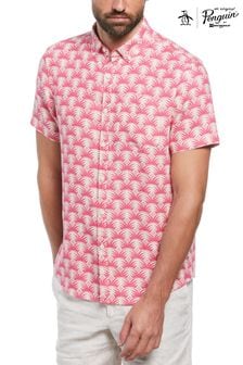 Pink - Original Penguin Delave Linen All-over Print Short Sleeve Shirt (N73778) | kr1 460