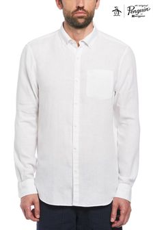 Original Penguin Delave Linen Long Sleeve White Shirt (N73822) | $119