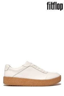 Fitflop Rally Tumbled Leather Crepe White Sneakers (N74012) | 776 LEI