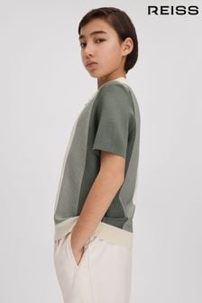 Серовато-зеленый - Рубашка поло в полоску на молнии Reiss Milton (N74013) | €64