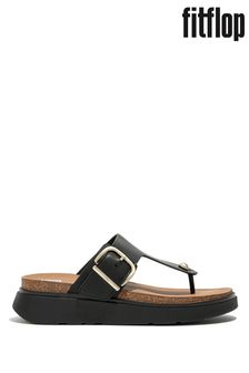 FitFlop Gen-ff Buckle Leather Toe Post Black Sandals (N74026) | €166