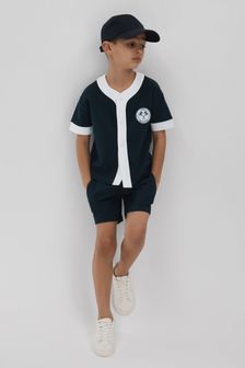 海軍藍/白 - Reiss Ark Textured Cotton Baseball Shirt (N74084) | NT$2,520