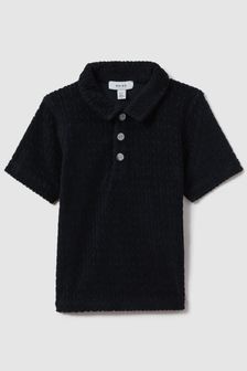 Reiss Navy Iggy Teen Towelling Polo Shirt (N74088) | EGP3,600