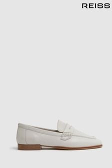 Reiss Off White Angela Leather-Cotton Loafers (N74095) | KRW355,500