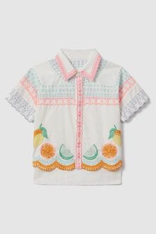 Reiss Ivory Print Cesca Teen Cotton Broderie Shirt (N74123) | OMR40