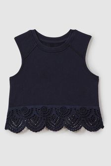 Azul marino - Reiss Sophie Cotton Broderie Co-ord Top (N74127) | 45 €