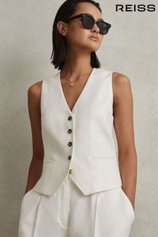 Reiss Lori Viscose Linen Single Breasted Suit Waistcoat (N74146) | 1,386 LEI