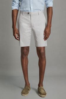 Reiss Ice Grey Wicket Modern Fit Cotton Blend Chino Shorts (N74167) | 573 QAR