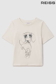 Принт слоновой кости - Хлопковая футболка с принтом Reiss Yoshy (N74171) | €37