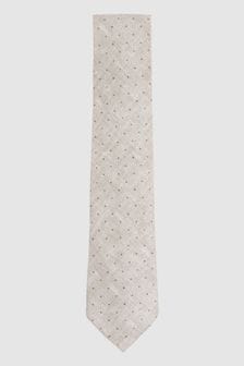 Reiss Oatmeal Melange Lateran Silk Polka Dot Tie (N74173) | €106