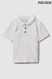 Reiss White Iggy Teen Towelling Polo Shirt (N74184) | OMR30